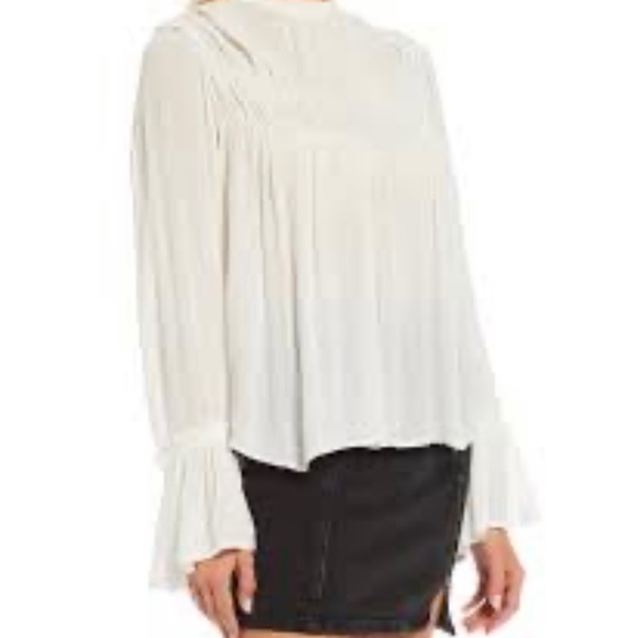 Free People Kelsey Top In White Bell Sleeves Flowy Silhouette Women Size Large - Picture 2 of 13